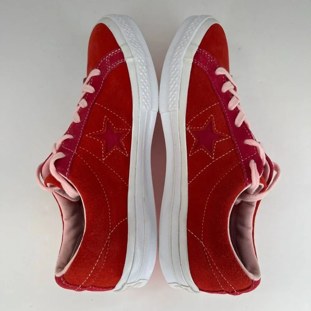 Converse Kids 261791C Enamel Red Pink Pop Leather One Star Low Size 7 Sneakers